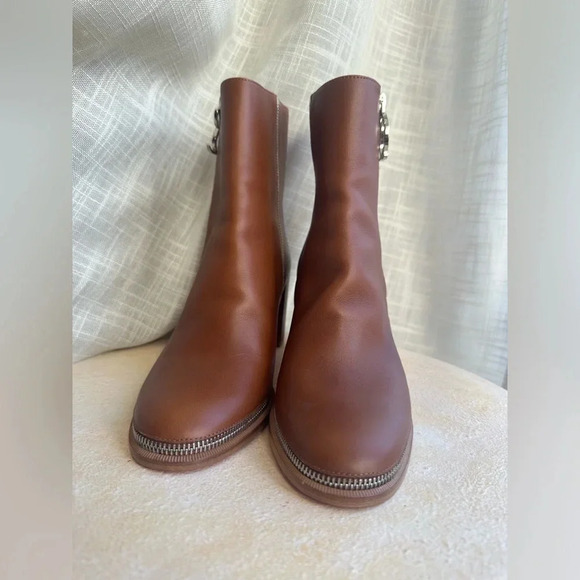 Christian Louboutin CL Zip Charm Chestnut Brown Ankle Booty 70 Calf Leather - Picture 9 of 14